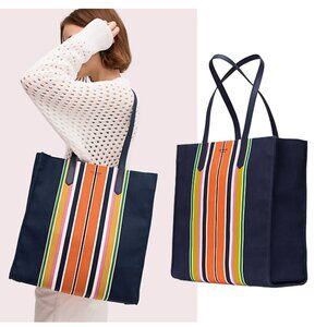 KATE SPADE striped canvas Kitt Tote